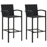 Garden Bar Set Black PE rattan, powder-coated steel, tempered glass 3187651