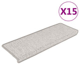 Stair Mats Self-adhesive Sisal-Look 15 pcs 65x21x4 cm Platina 326882