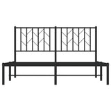 Metal Bed Frame without Mattress with Headboard Black 140x200cm 374438
