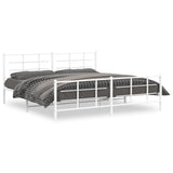 Metal Bed Frame without Mattress with Footboard White 193x203cm 355634