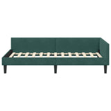 Corner Bed Frame Dark Green 90 cm x 200 cm Velvet 42016156