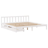 ZNTS Bed Frame without Mattress White 180x200 cm Super King Solid Wood Pine 3301482