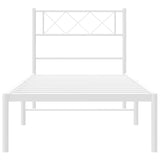 Metal Bed Frame without Mattress with Headboard White 100x200cm 372321