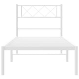 Metal Bed Frame without Mattress with Headboard White 100x190cm 372320