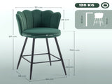 Set of Two Velvet-Feel Lotus Bar Stools - Dark Green T3398P377908