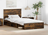 Bed Frame with Headboard Smoked Oak 90 x 190 cm Solid Pine Wood 3409403