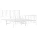 ZNTS Metal Bed Frame with Headboard and Footboard White 140x190 cm 374504