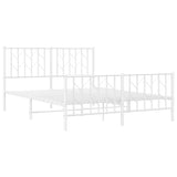 ZNTS Metal Bed Frame with Headboard and Footboard White 140x190 cm 374504