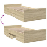 Bed Frame with Drawers without Mattress Sonoma Oak 100x200 cm 3280330