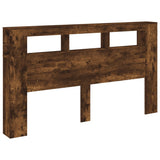 LED Headboard Smoked Oak 180x18.5x103.5 cm Engineered Wood 837362