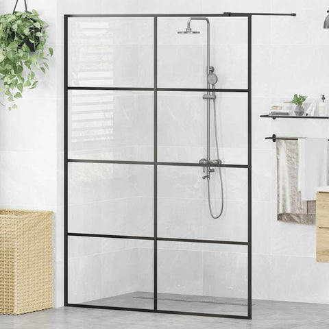 Walk-in Shower Wall with Clear ESG Glass 140x195 cm Black 151037
