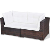 6 Piece Garden Lounge Set with Cushions Poly Rattan Brown 42742