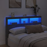 Headboard Cabinet with LED Concrete Grey 160x17x102 cm 839206