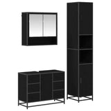 Bathroom Furniture Set 3 pcs Black Oak Engineered Wood 3402487