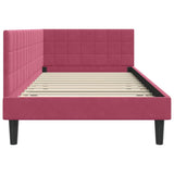 Corner Bed Frame with Headboard Wine Red 90 cm x 200 cm Velvet 42016432