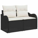 Garden Sofa with Cushion Black 121 x 62 x 69cm Poly Rattan 42006722