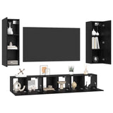 TV Cabinet Set Wall-mounted 5 pcs Black Oak Engineered Wood 3393451