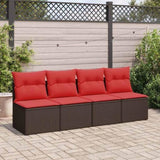 2 Piece Garden Sofa Set with Cushions Brown Poly Rattan Acacia 3325240