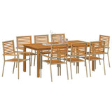 Garden Dining Set 9 pcs Beige Solid Acacia Wood 3365546