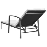 ZNTS Garden Sun Lounger with Cushion Poly Rattan Black 317641