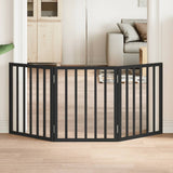 Dog Gate Foldable 3 Panels Black 150 cm Poplar Wood 352188