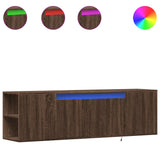 TV Wall Cabinet with LED Lights Brown Oak 135x31x39.5 cm 852389