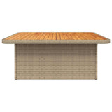 Garden Table Beige 110x110x71 cm Poly Rattan and Acacia Wood 368274