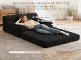 1-Seater Sleeper Sofa, Compressed Corduroy Sofa with High Backrest, Metal Frame, High-Density Foam, W3779P501236