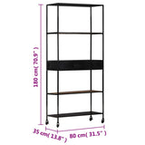 Book Cabinet 80x35x180 cm Rough Mango Wood & Iron 323734