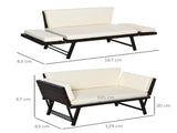 2-Seater 2-in-1 Rattan Convertible Sofa Daybed Brown T3398P320157