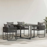 Chair with Cushion 4 pcs Black and Anthracite PE Rattan 42003027