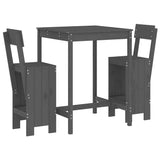 3 Piece Garden Bar Set Grey Solid Wood Pine 3157795