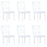Dining Chairs 6 pcs White Solid Rubber Wood 277543