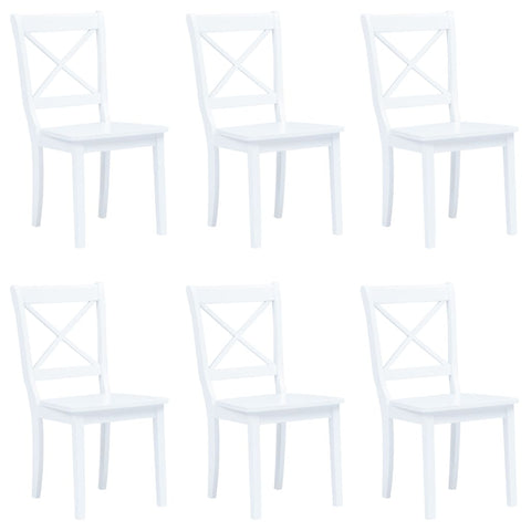 Dining Chairs 6 pcs White Solid Rubber Wood 277543