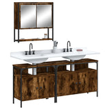 3 Piece Bathroom Furniture Set Smoked Oak Engineered Wood 3214667