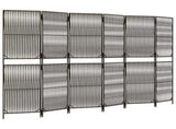 Room Divider 6 Panels Grey Poly Rattan 365386