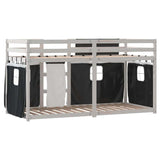 Bunk Bed without Mattress White&Black 90x190 cm Single Solid Wood Pine 3283907