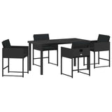 Garden Dining Set with Cushion 5 pcs Black Poly Rattan 3380009