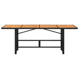 Garden Table with Acacia Wood Top Black 190x80x74 cm Poly Rattan 365309