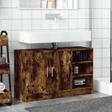 Sink Cabinet Smoked Oak 90x29x55 cm Engineered Wood 848126