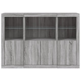 Sideboards with LED Lights 3 pcs Grey Sonoma Engineered Wood 3209112