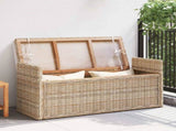 Storage Bench with Cushion Natural 110 x 40 x 50 cm Rattan 42011577