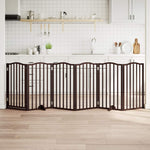 Dog Gate with Door Foldable 6 Panels Brown Oak 300 cm Poplar Wood 352231