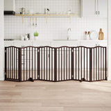 Dog Gate with Door Foldable 6 Panels Brown Oak 300 cm Poplar Wood 352231