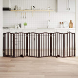 Dog Gate with Door Foldable 6 Panels Brown Oak 300 cm Poplar Wood 352231