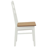 Dining Chair 2 pcs White and Natural Solid Rubber Wood 42020497