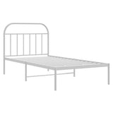 Bed Frame White Powder-Coated Steel Single Bed Frame 353679