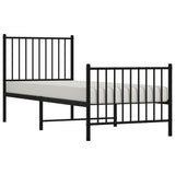 Metal Bed Frame without Mattress with Footboard Black 75x190cm 350872