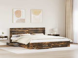 Bed Frame with Drawer Smoked Oak 200 x 200 cm Engineered Wood 3411612