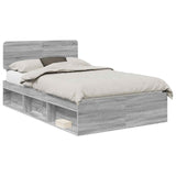 Bed Frame Grey Sonoma 120 x 190 cm Solid Pine Wood 3412110